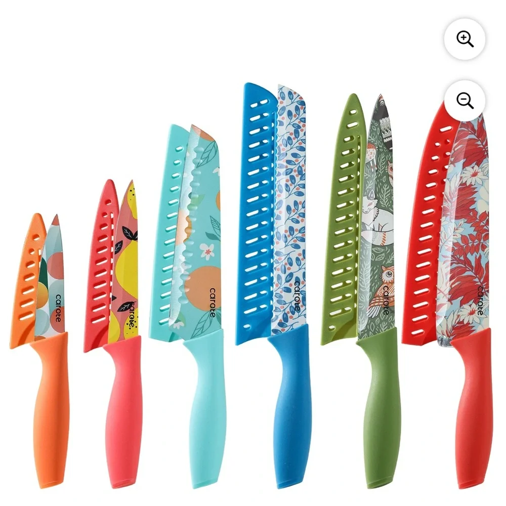 NIB Carote 12 piece knife set- patterned